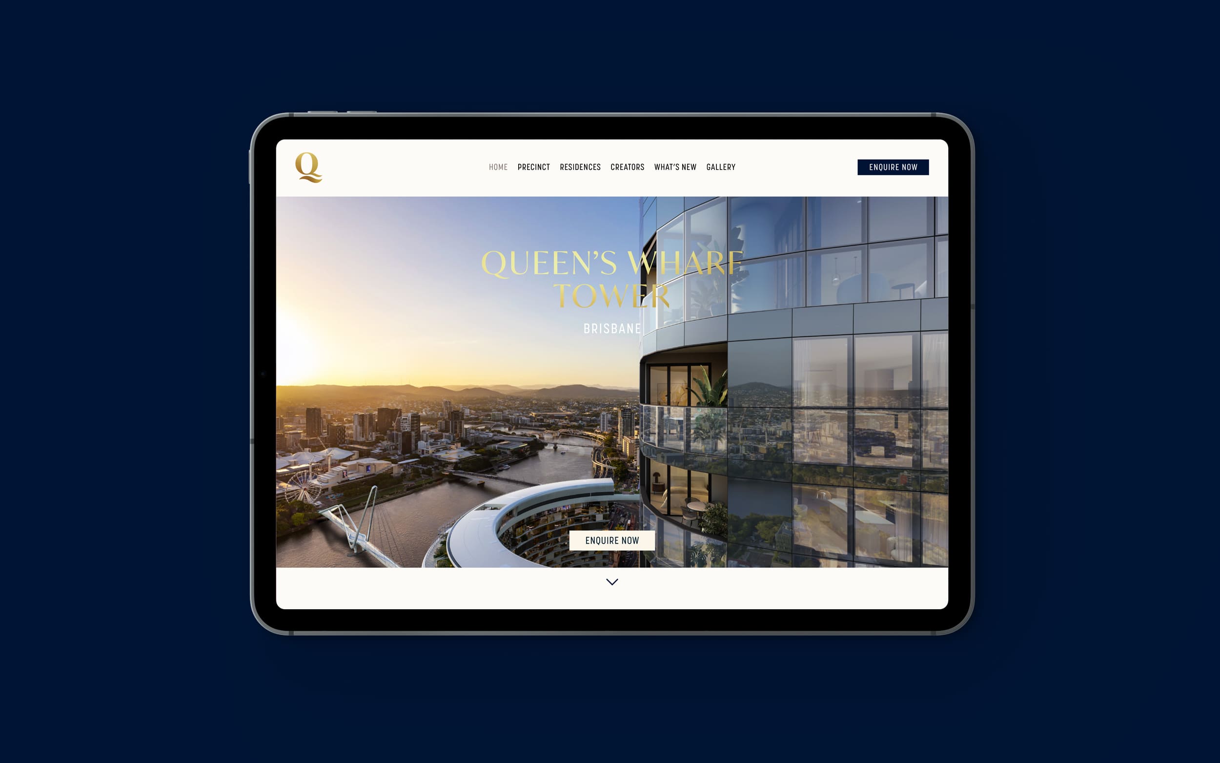 Mock up of Queen's Wharf Tower website