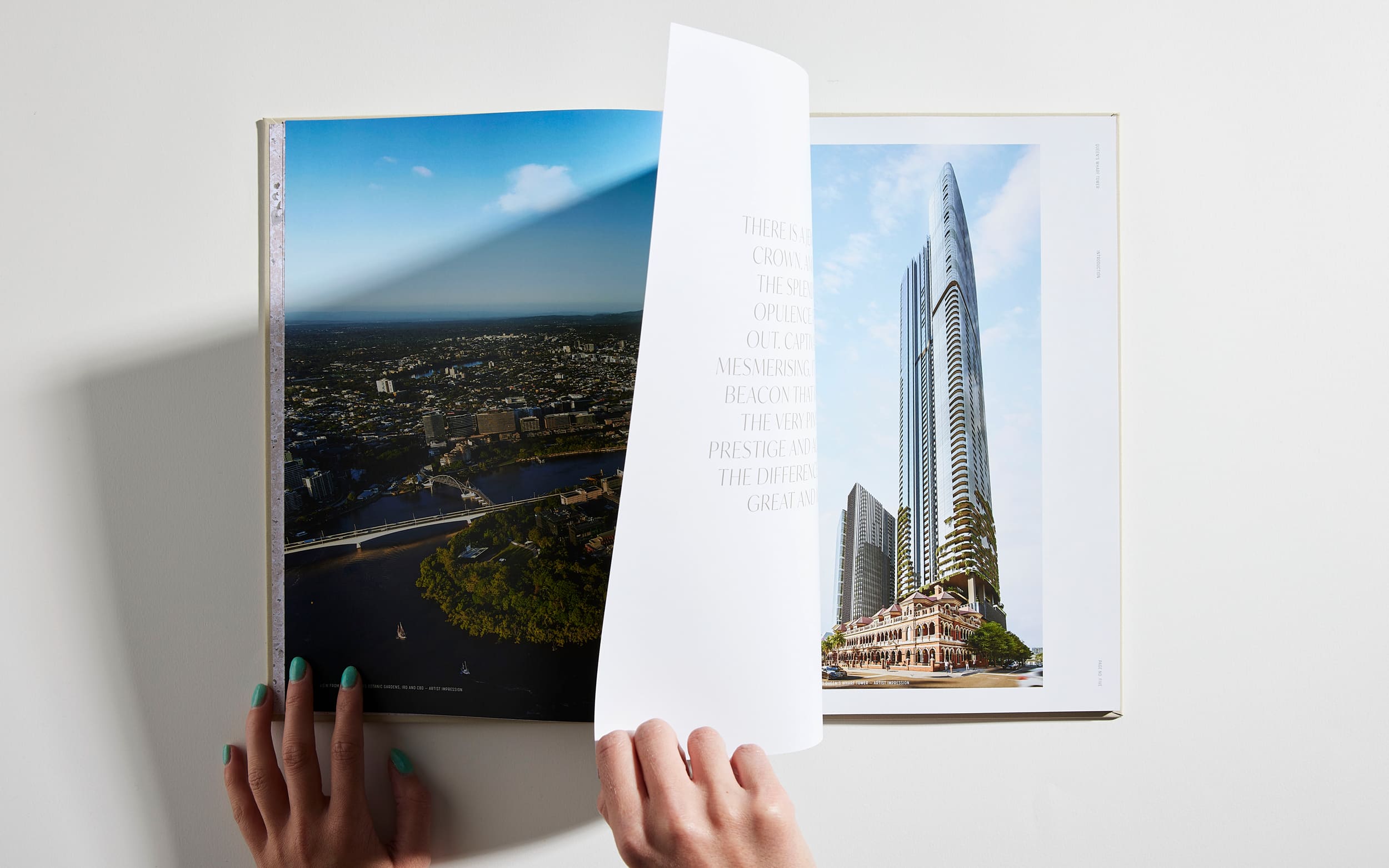 Queen's Wharf Tower brochure spread - building render