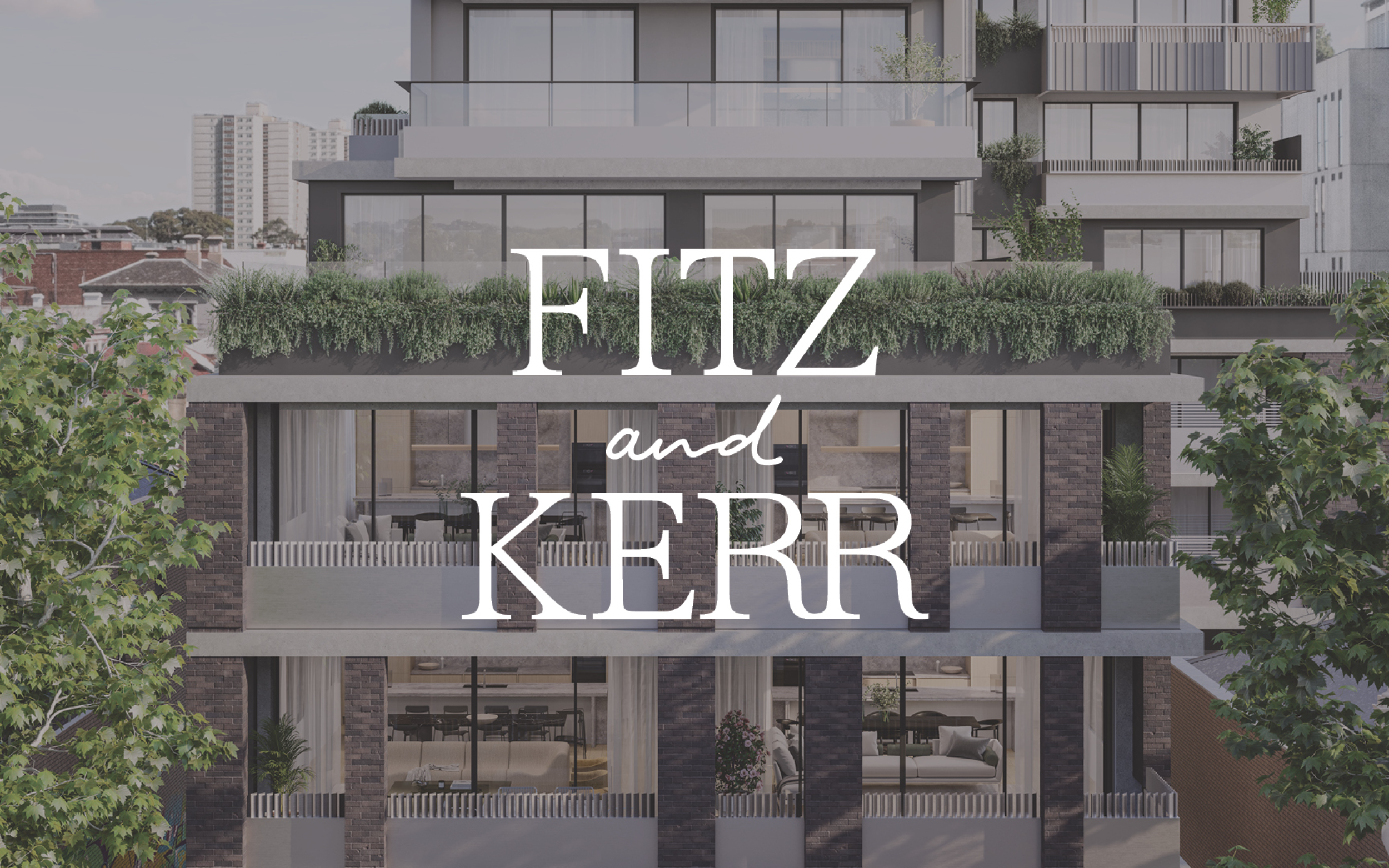 Fitz and Kerr logo over building render