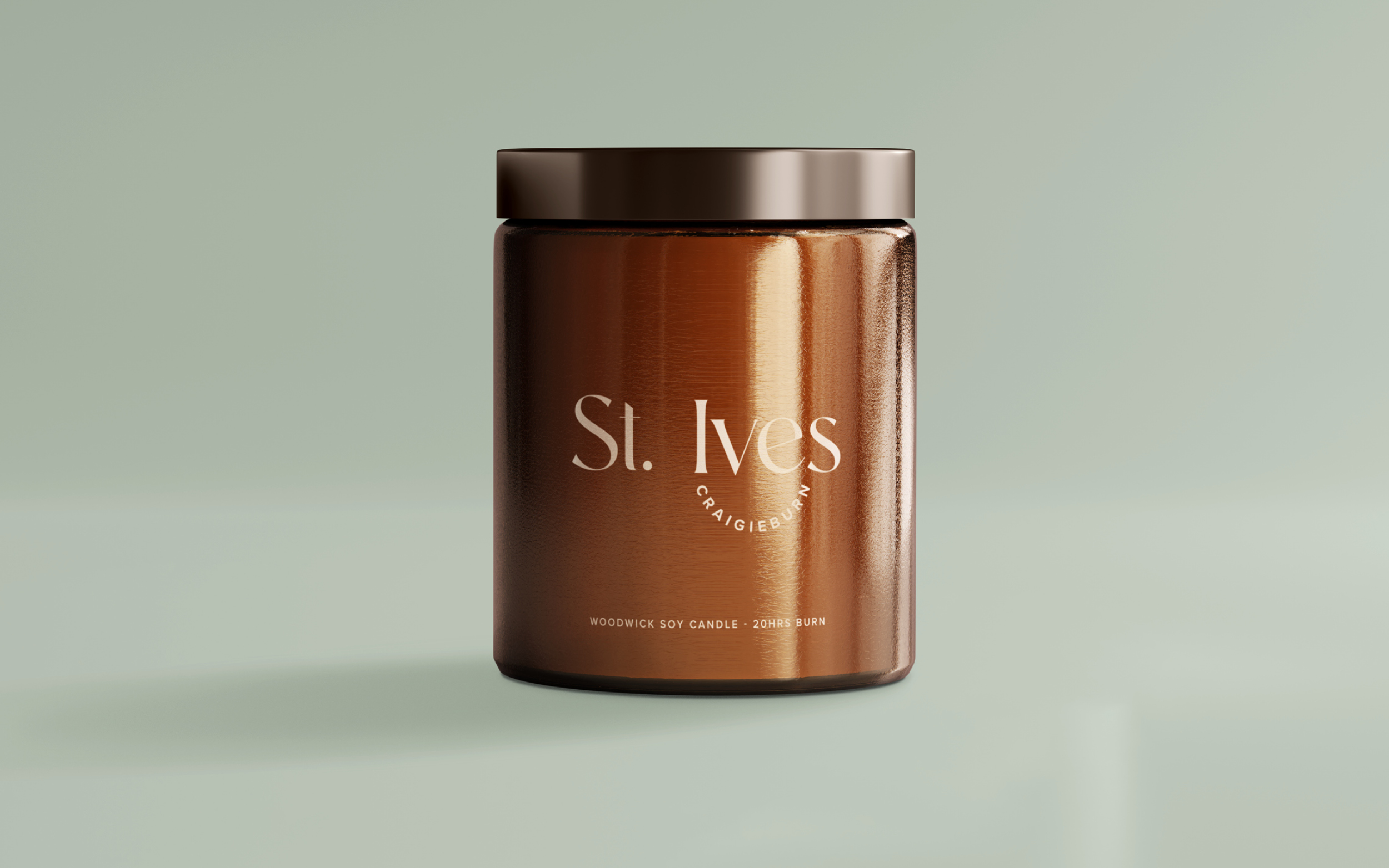 Candle with St Ives branding