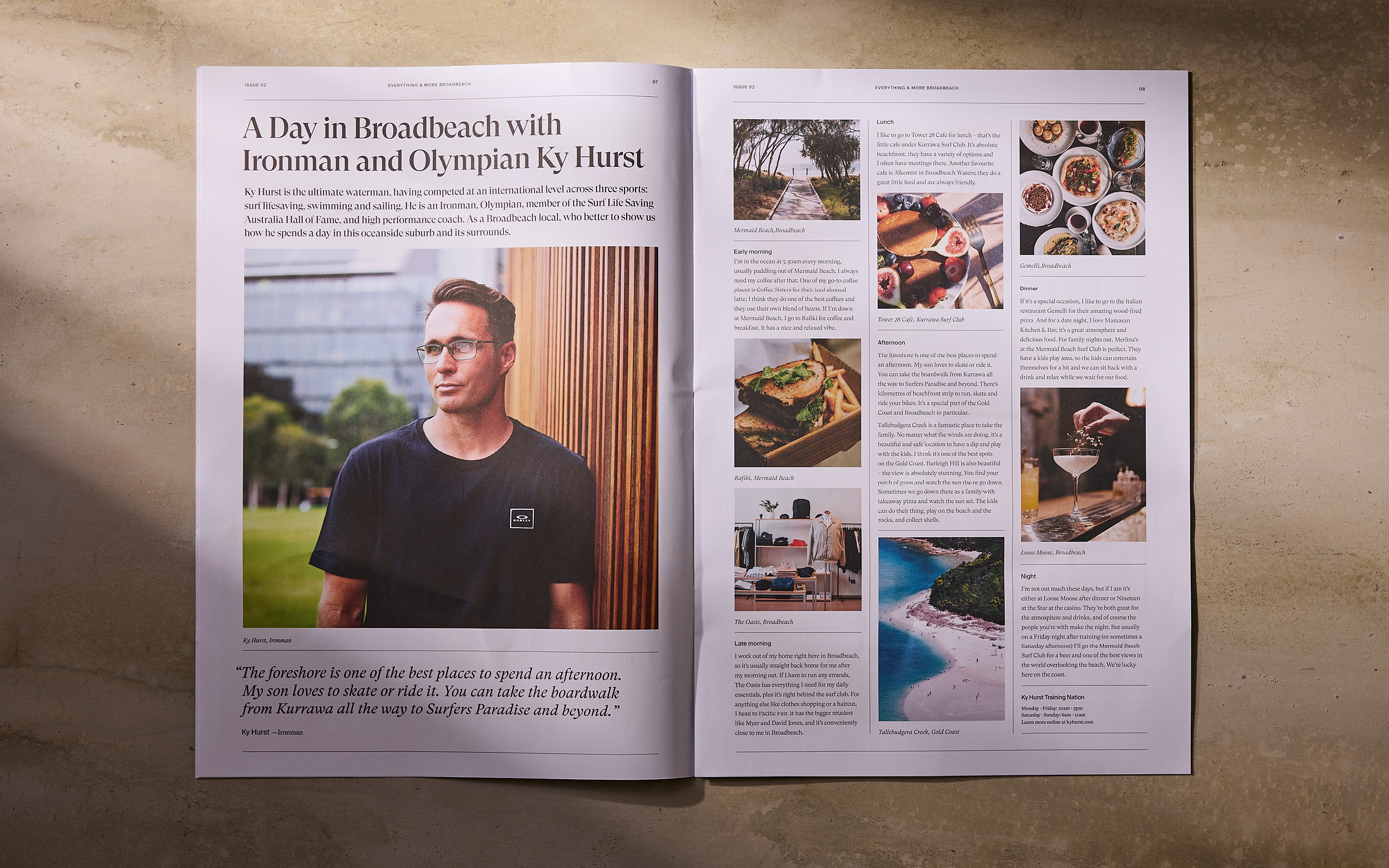 double page spread on interview with Ky Hurst